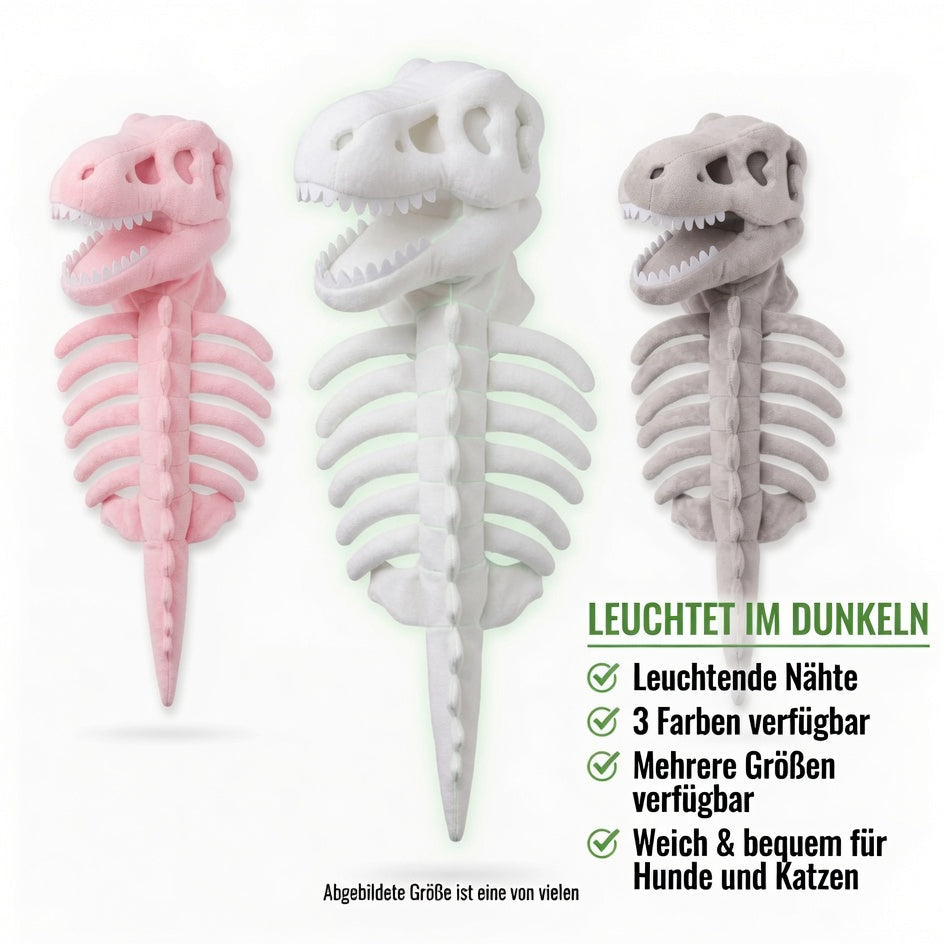 Leuchtendes Dino-Skelett Kostüm für Hunde & Katzen